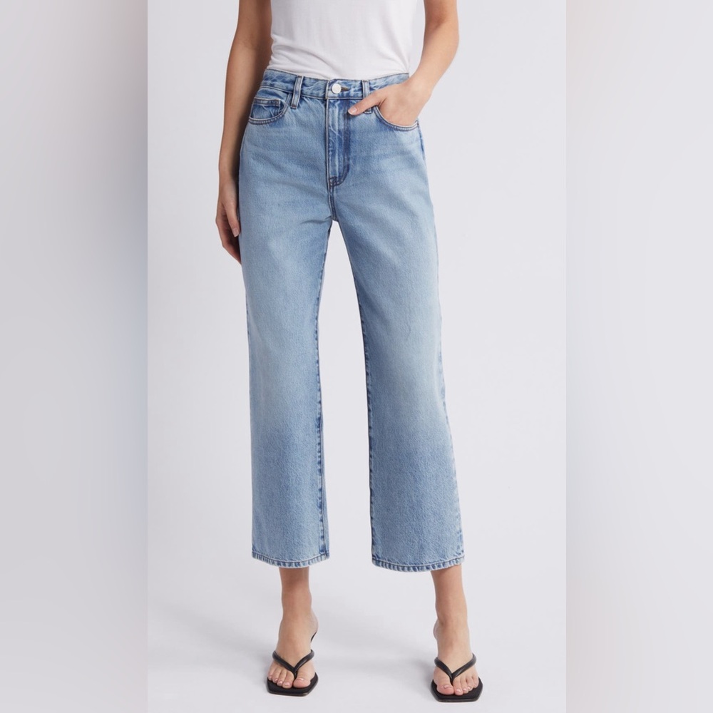 Frame Le Crop High Rise Denim Straight Leg in Ignite Wash Size 31 New